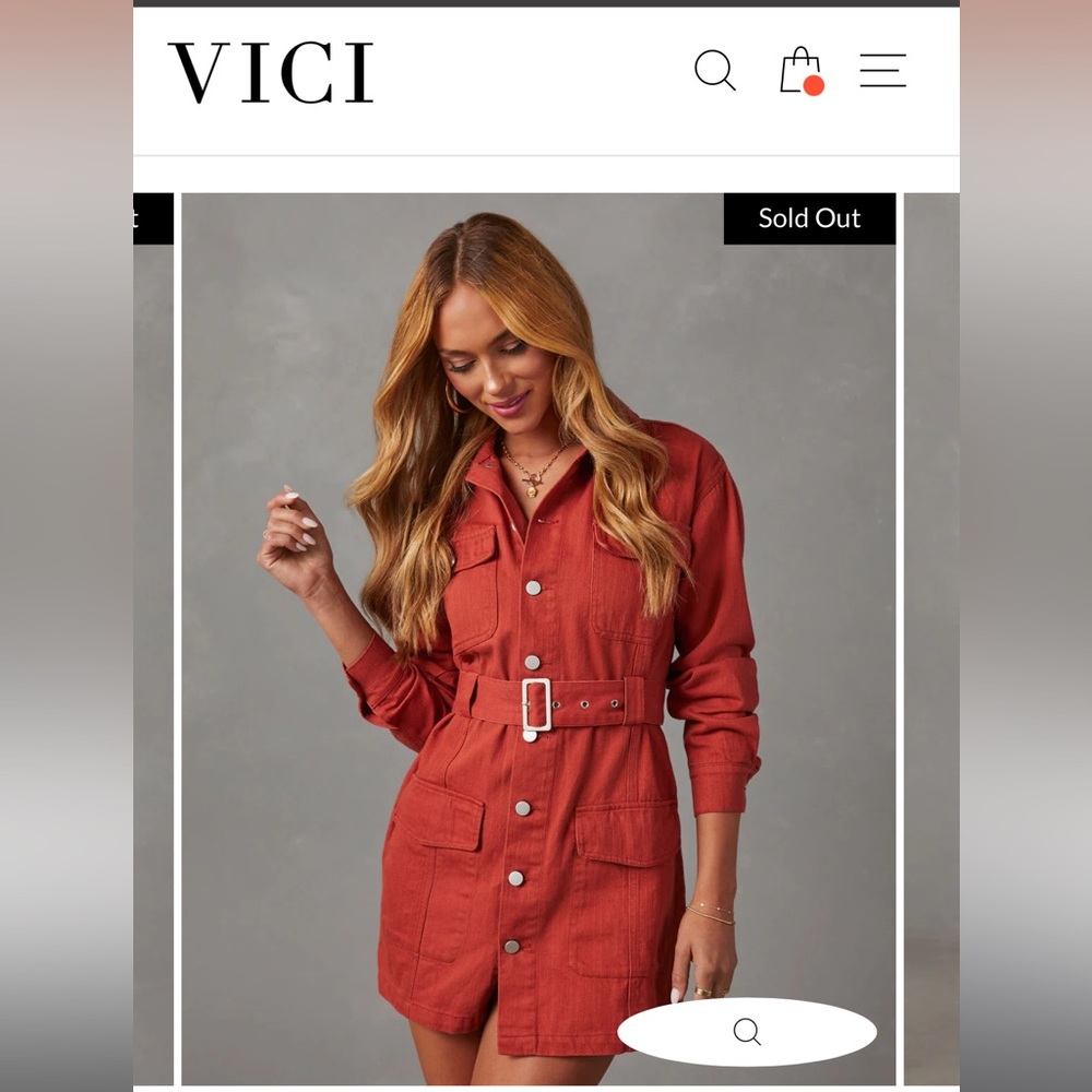 Vici denim terracotta mini dress Large new
